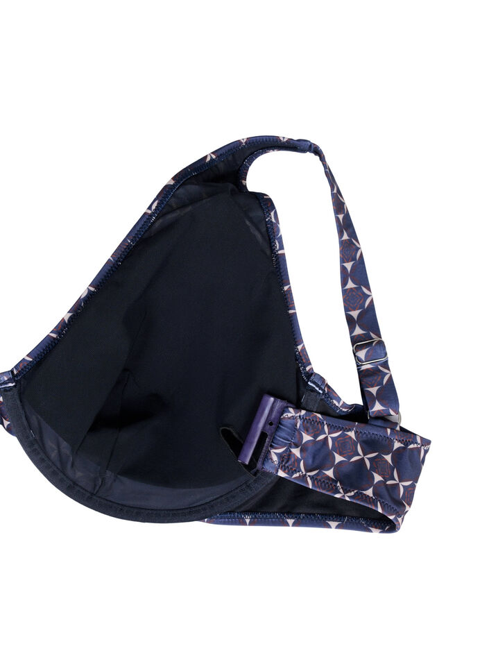 Bikiniöverdel med tryck och bygel, Blå, Packshot image number 3