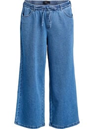 Jeans med l&ouml;s passform, res&aring;r och dragsko, Bl&aring;
