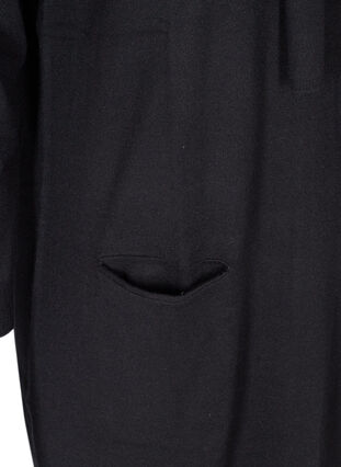 Långärmad stickad klänning med fickor, Black, Packshot image number 3