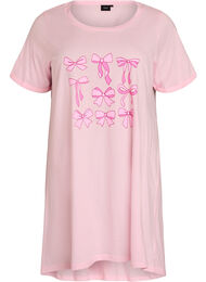 Kort&auml;rmat nattlinne i ekologisk bomull, Rosa