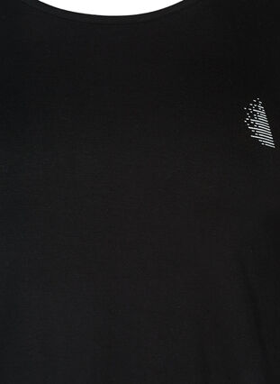 Träningsblus med mesh och print, Black, Packshot image number 2