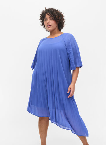 Klänning med 2/4-ärmar och a-linjeform, Dazzling Blue, Model image number 0
