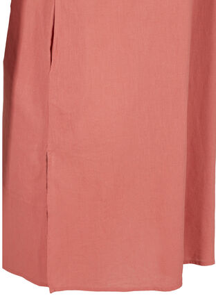 Kortärmad klänning i bomullsmix med linne, Canyon Rose, Packshot image number 3