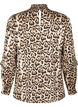 Leopardmönstrad blus med smock, Brun, Packshot image number 1