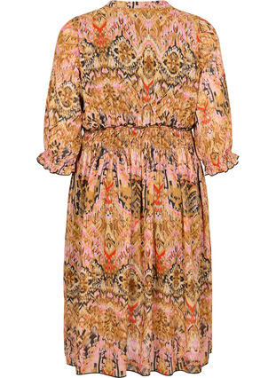 Klänning i tryck med smock och 3/4-ärmar, Colorful Ethnic, Packshot image number 1
