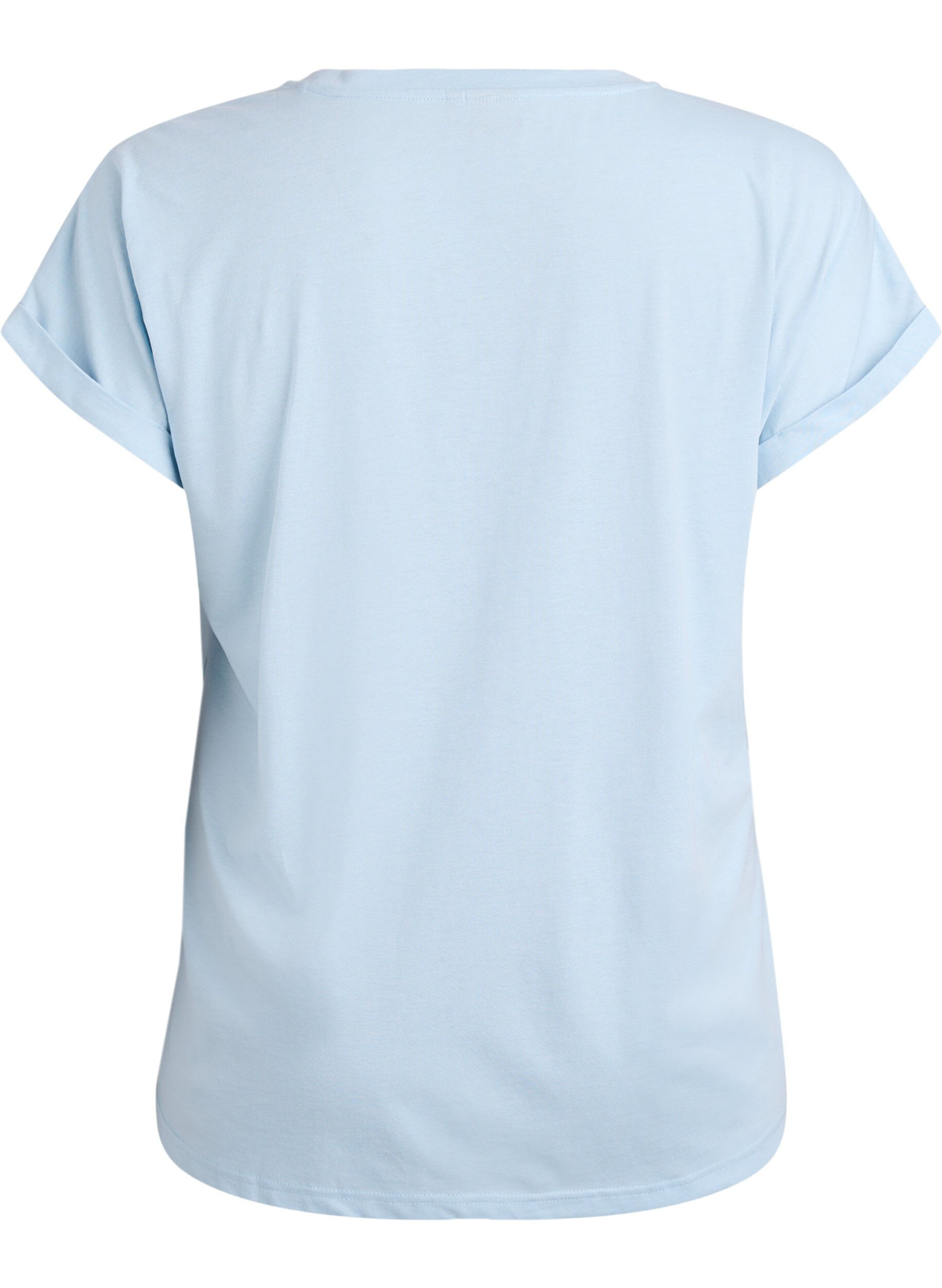 ZizziKort&auml;rmad t-shirt i bomullsmix, Bl&aring;, Packshot image number 1