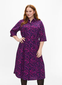 FLASH – Skjortklänning med tryck, Pink Blue AOP, Model