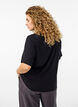 Kort&auml;rmad v&auml;vd blus med rund hals, Svart, Model image number 2