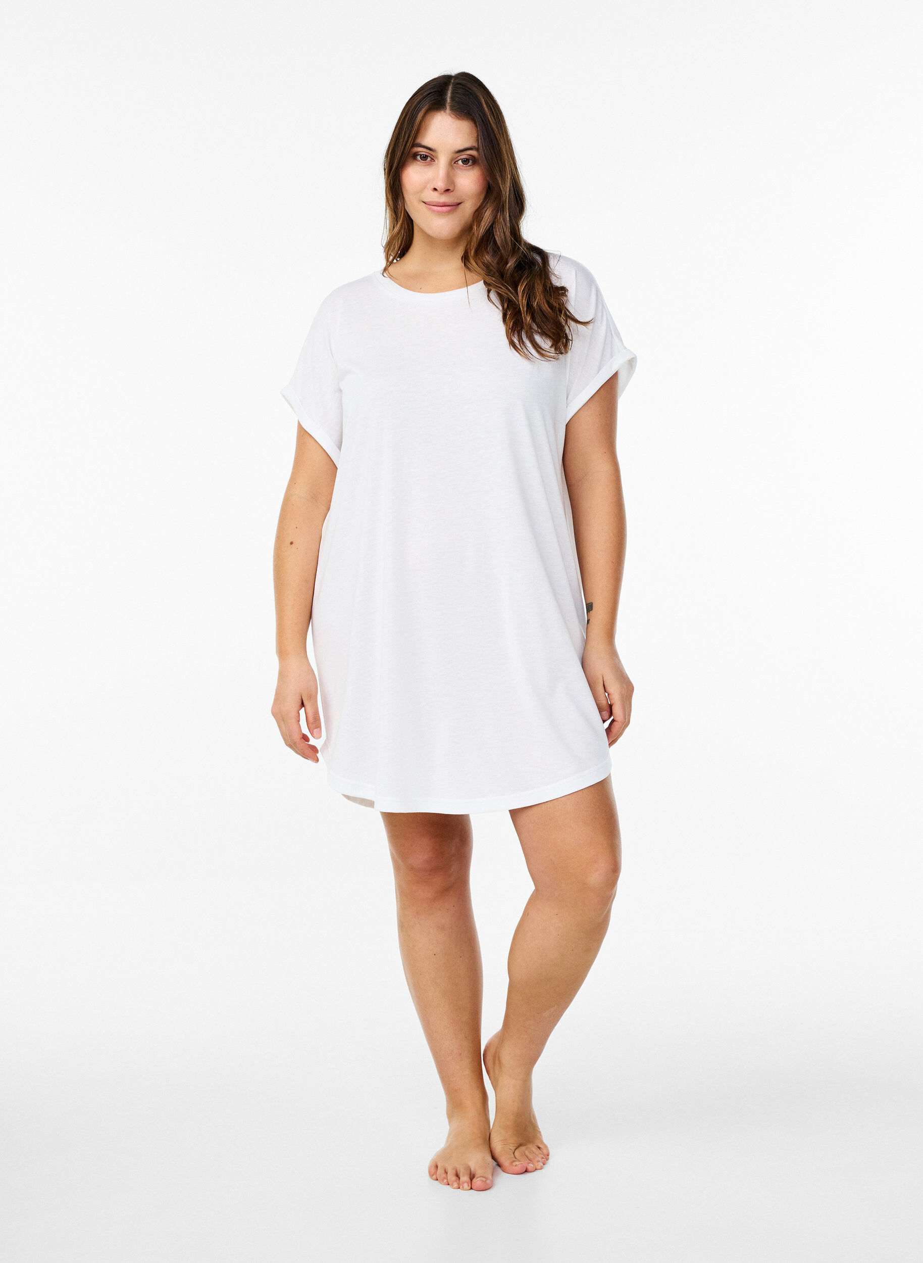 Zizzi Kort&auml;rmat nattlinne med texttryck, , Model image number 1