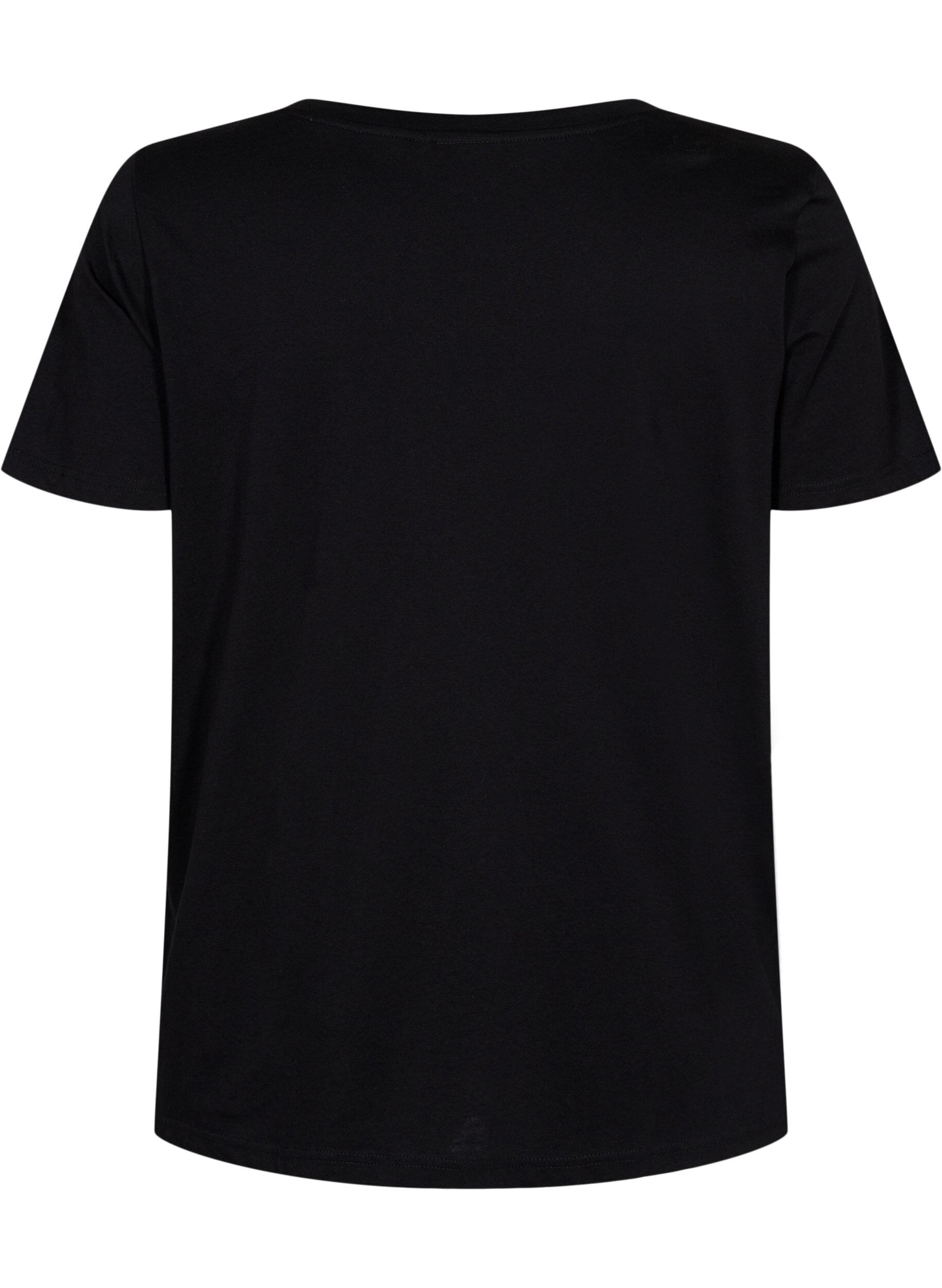 Zizzi  T-shirt till tr&auml;ning med print, Black w. Pink A, Packshot image number 1