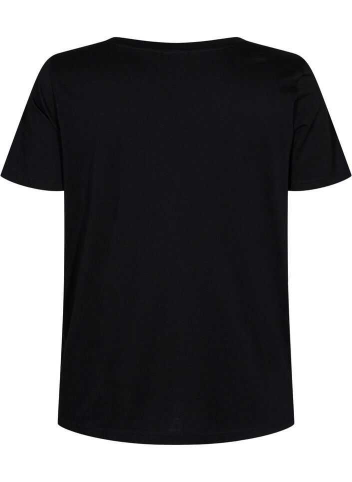 Sport t-shirt med tryck, Black w. Pink A, Packshot image number 1