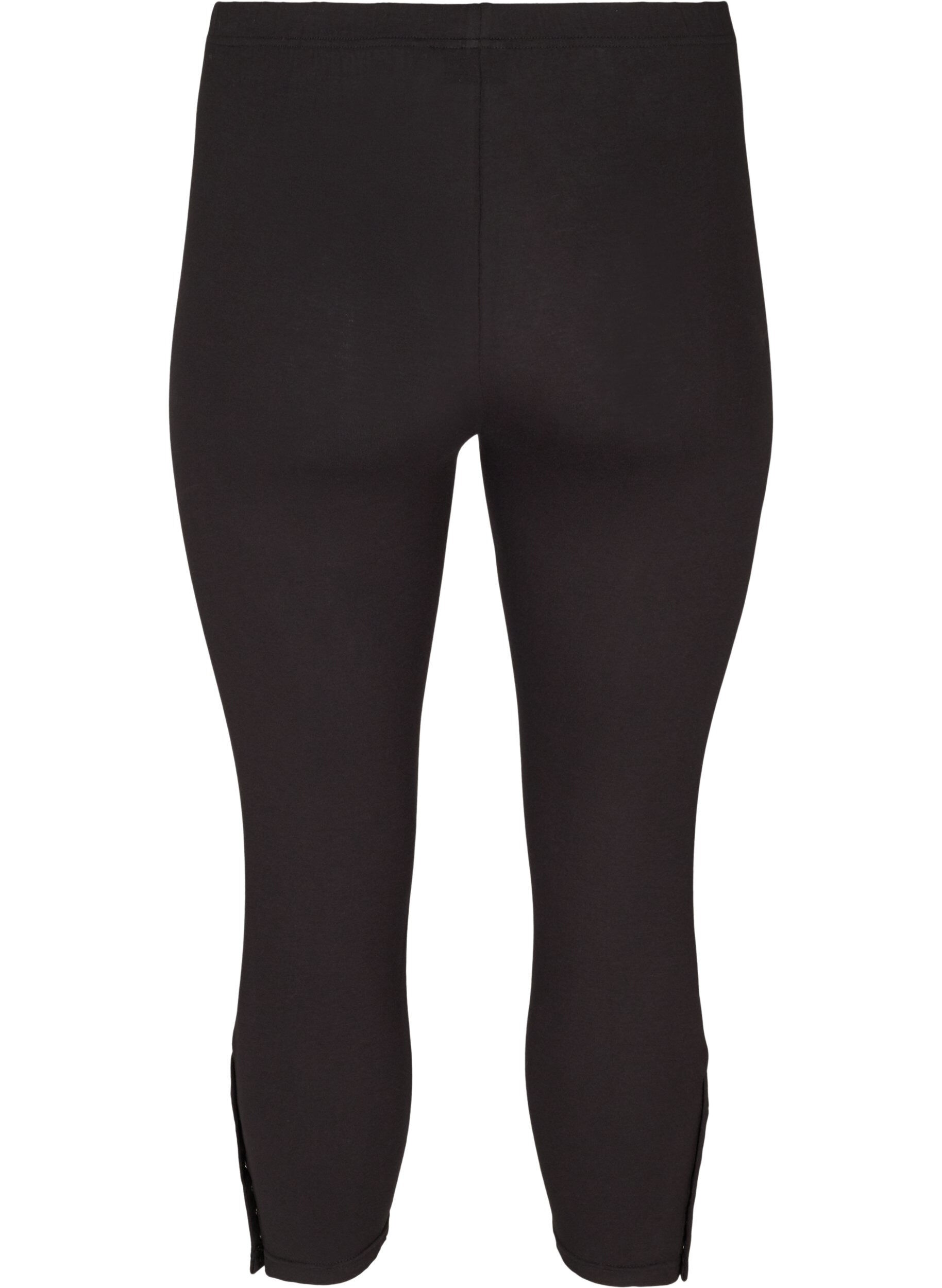 ZizziLeggings med 3/4-l&auml;ngd och knappar, Svart, Packshot image number 1