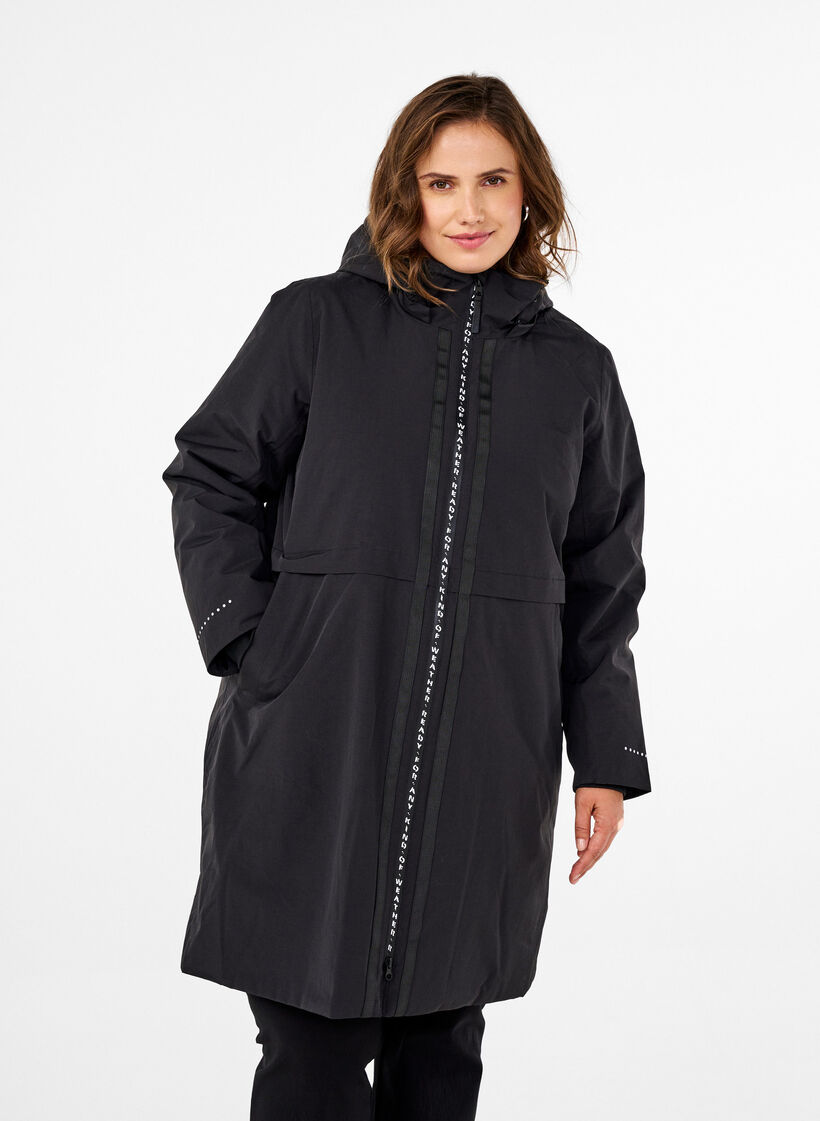 Funktionell parkas med reflexdetaljer, Black, Model image number 0