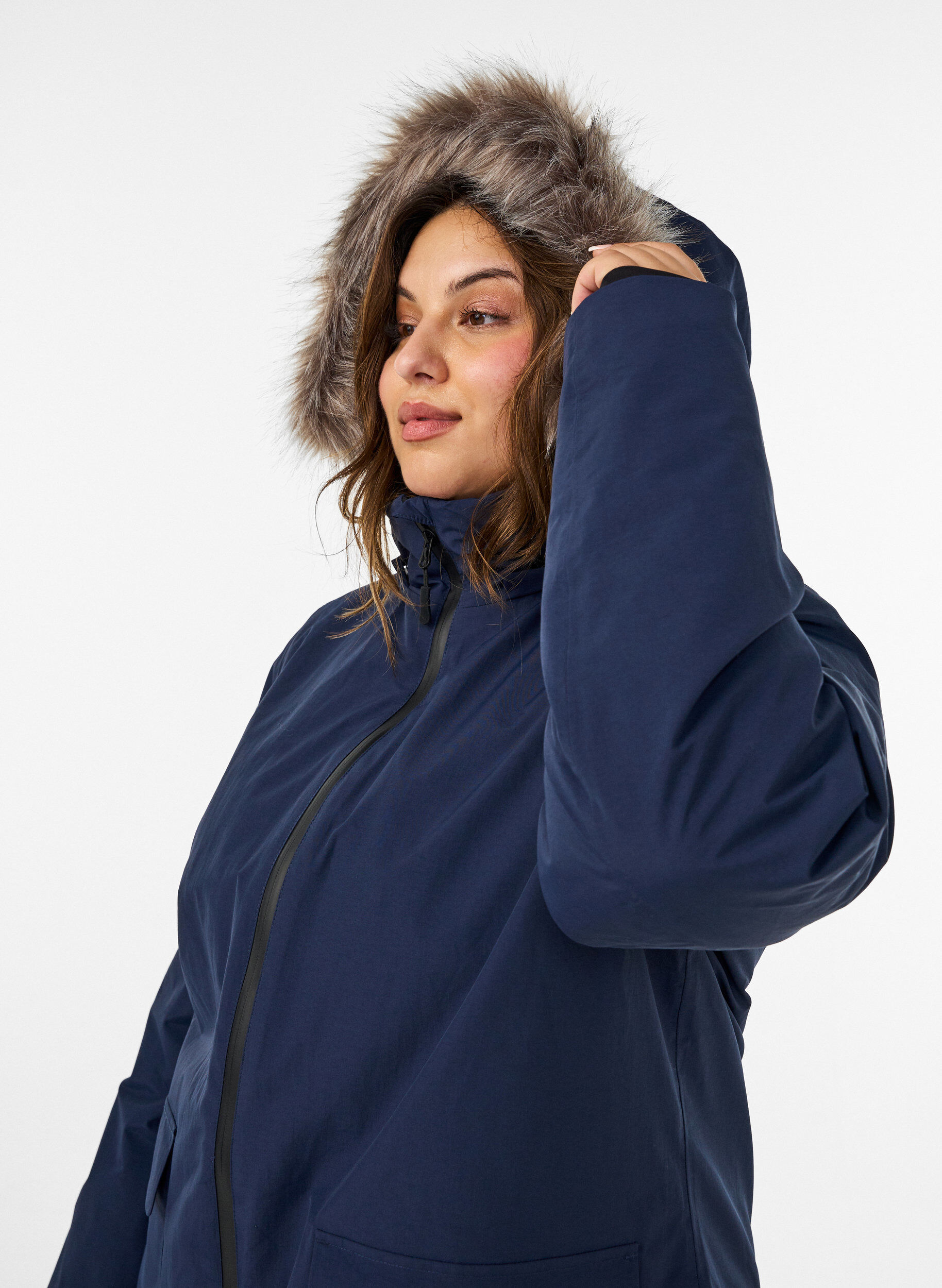 ZizziVattent&auml;t parkas med huva, Bl&aring;, Model image number 3