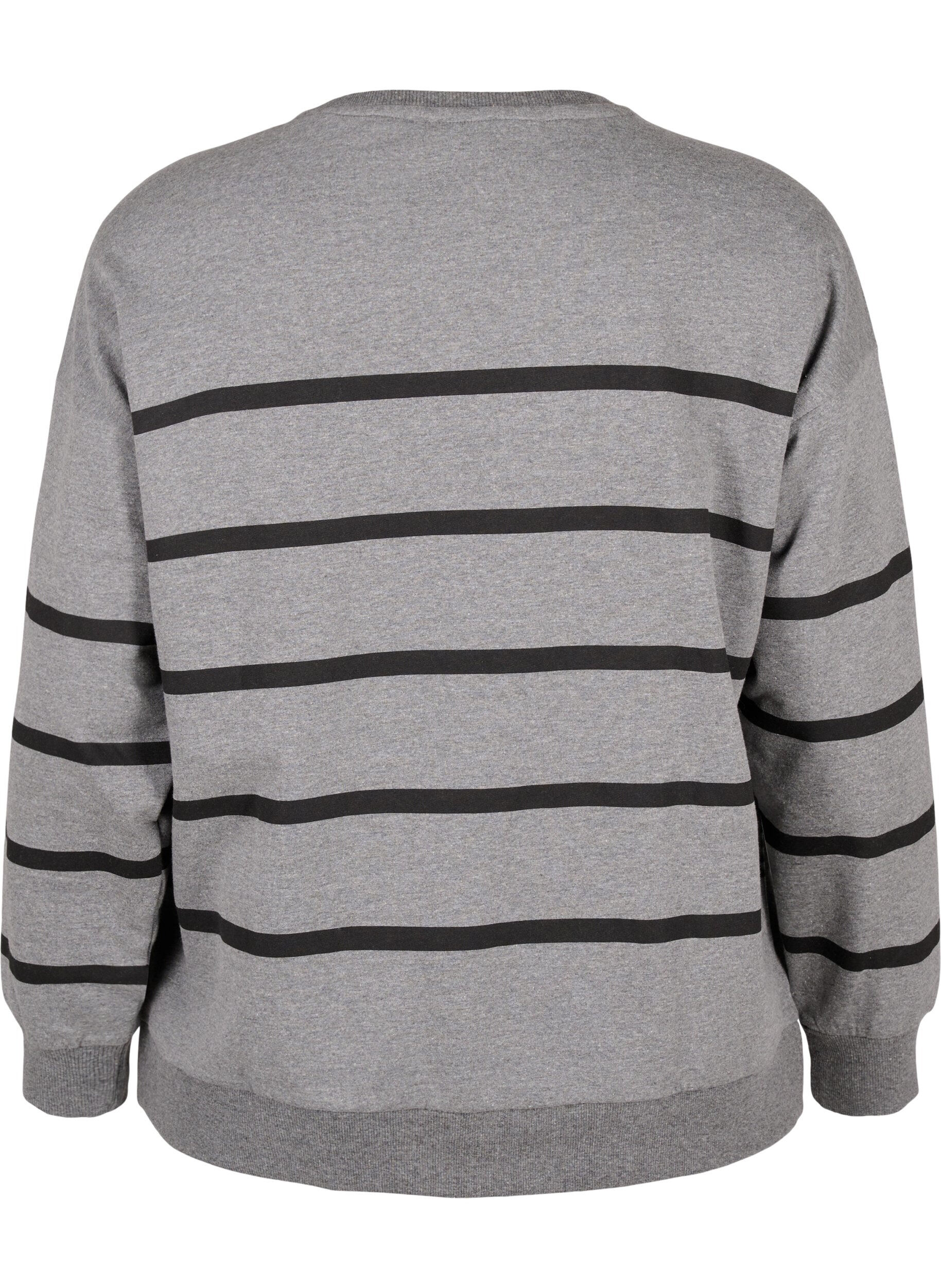 Zizzi Sweatshirt med r&auml;nder, MGM w. Black Stripe, Packshot image number 1