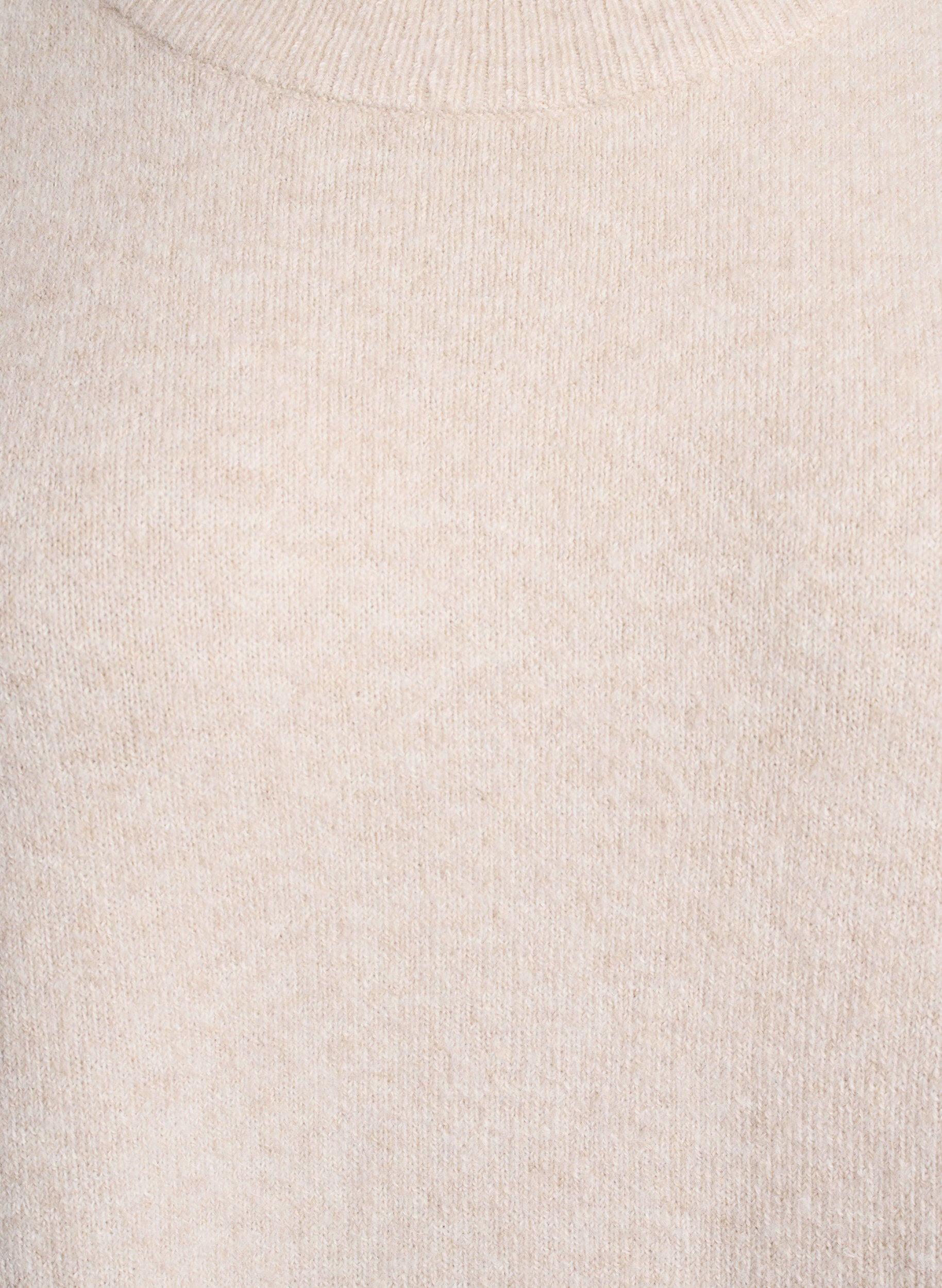 Zizzi Stickad kl&auml;nning med 3/4-&auml;rm och rund halsringning, P. Stone White Mel., Packshot image number 2