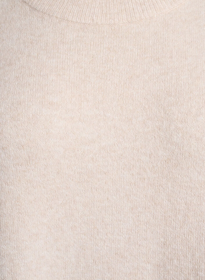 Stickad klänning med 3/4-ärm och rund halsringning, P. Stone White Mel., Packshot image number 2