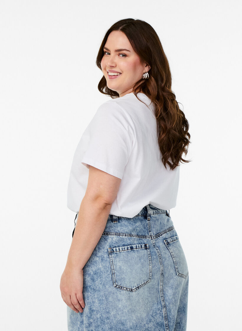 T-shirt med citrustryck, Vit, Model image number 2