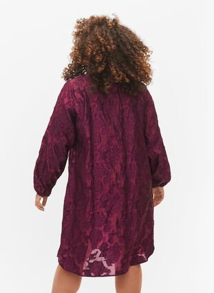 Lång jacquard skjorta, Dark Purple, Model image number 1