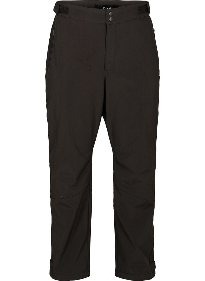 Softshell byxor med justerbart kardborreband, Svart, Packshot image number 0