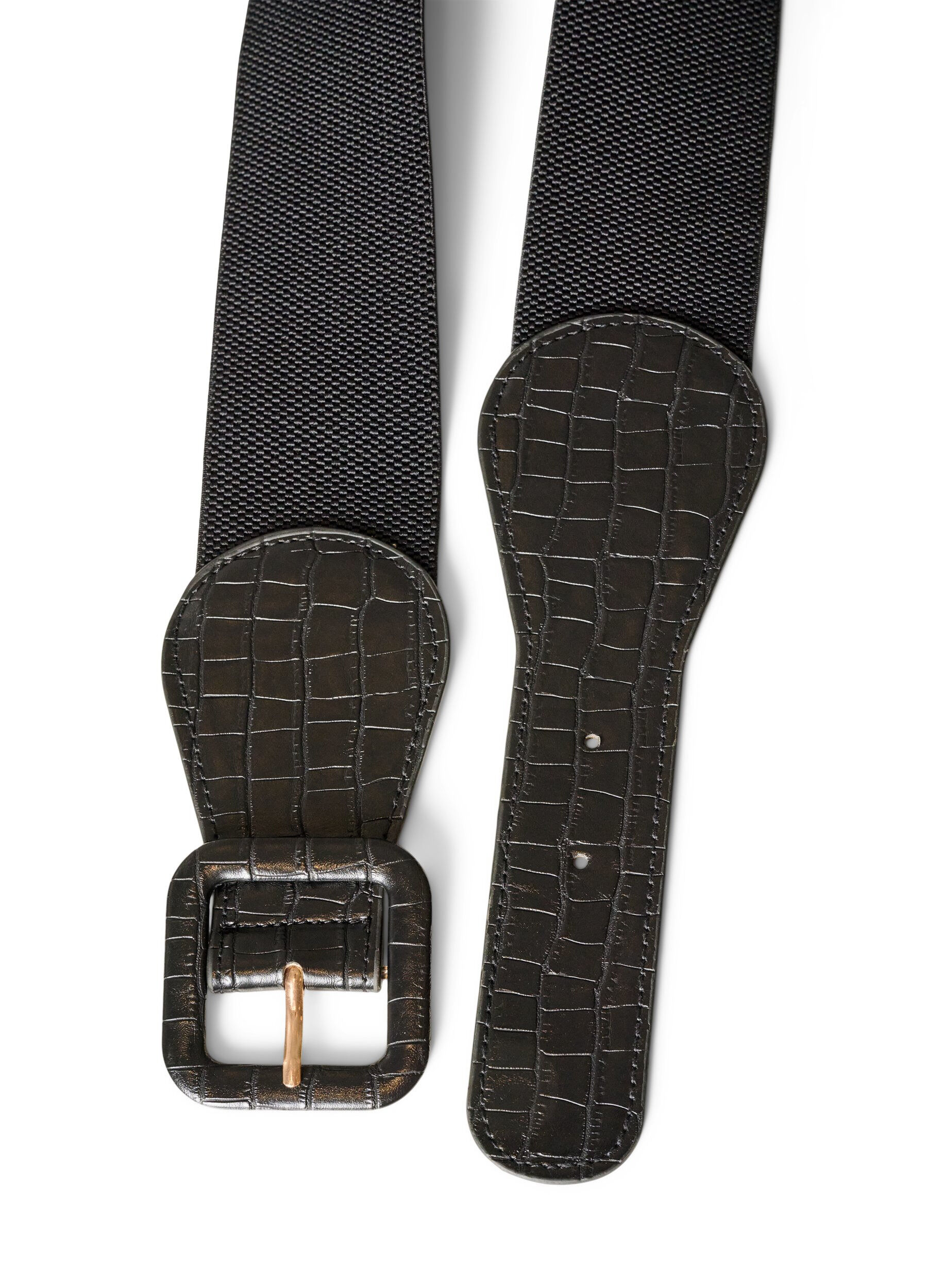 ZizziElastiskt midjesk&auml;rp med krokodildetalj, Svart, Packshot image number 1