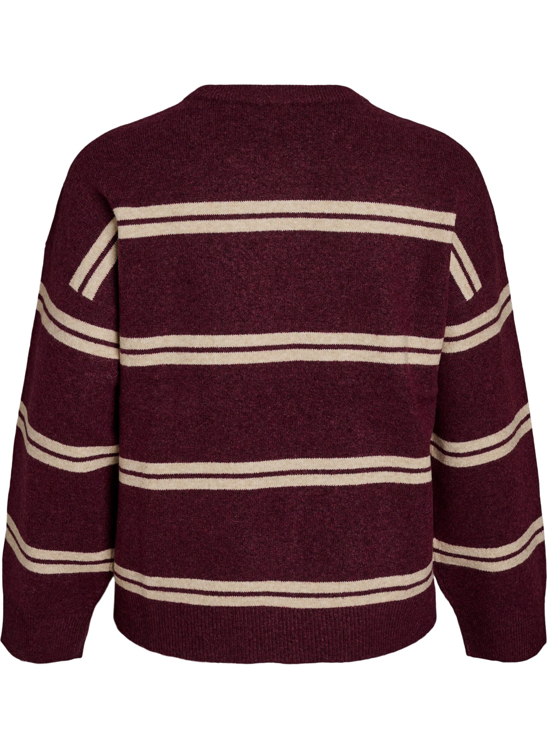 ZizziStickad blus med dubbla kontrastr&auml;nder, R&ouml;d, Packshot image number 1