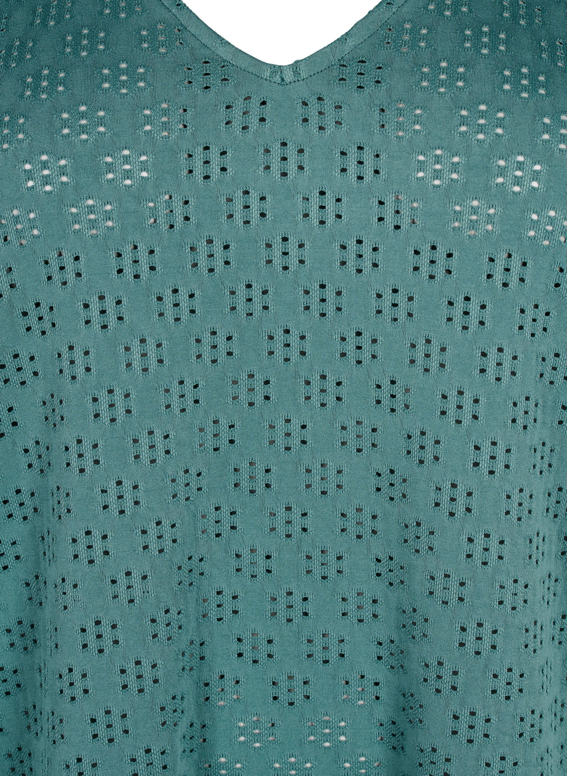 Zizzi V-ringad blus med h&aring;lm&ouml;nster, Sea Pine, Packshot image number 2