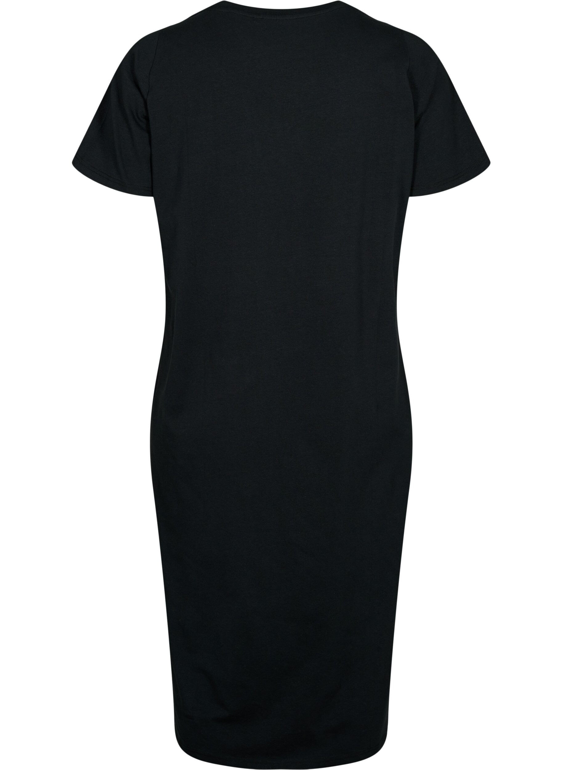 ZizziKort&auml;rmad bomullskl&auml;nning med slits, Black, Packshot image number 1