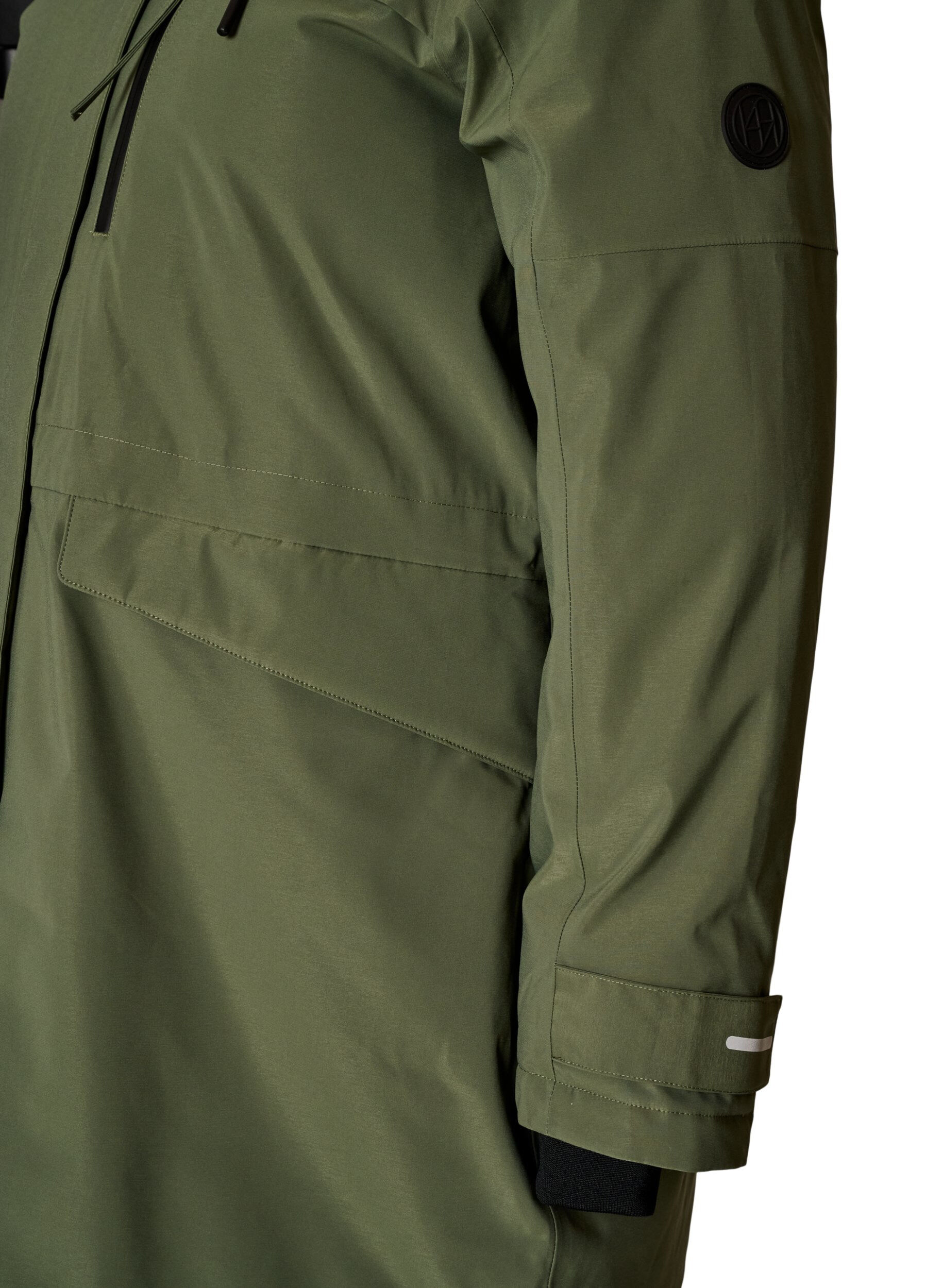 ZizziVattenavvisande parkas med huva och funktionella detaljer, Gr&ouml;n, Packshot image number 3