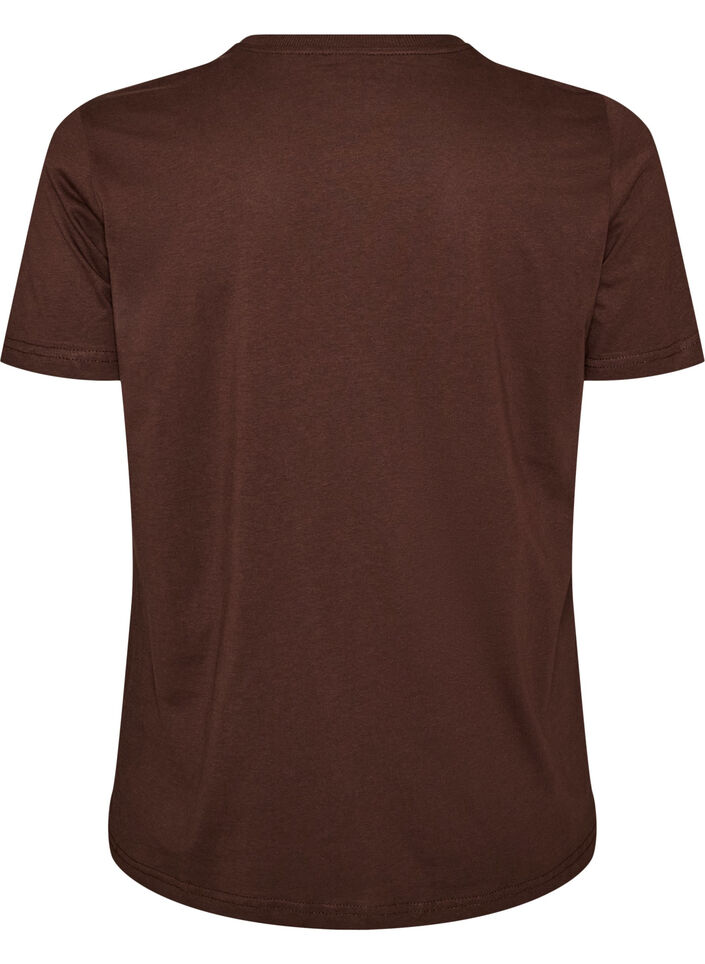T-shirt i bomull med tryck framtill, Brun, Packshot image number 1