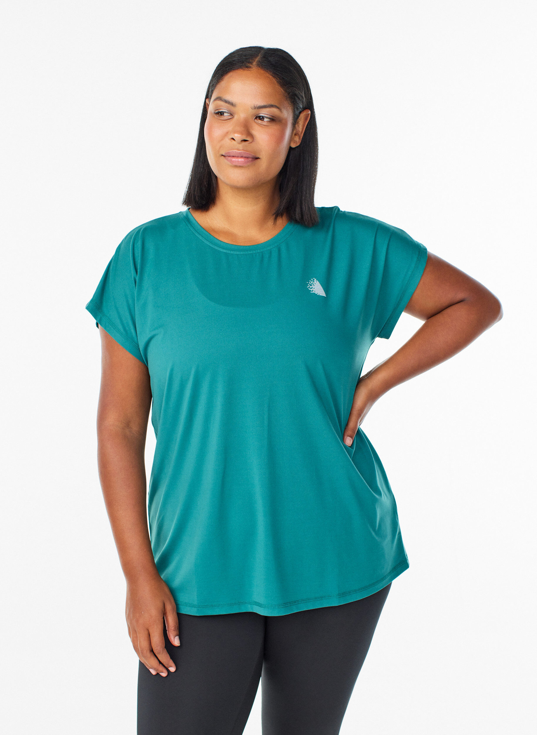 Enf&auml;rgad tr&auml;nings-T-shirt, Bl&aring;, Model