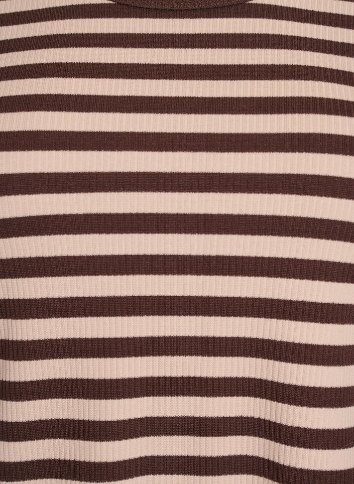 Randig blus med l&aring;nga &auml;rmar, Brun, Packshot image number 2