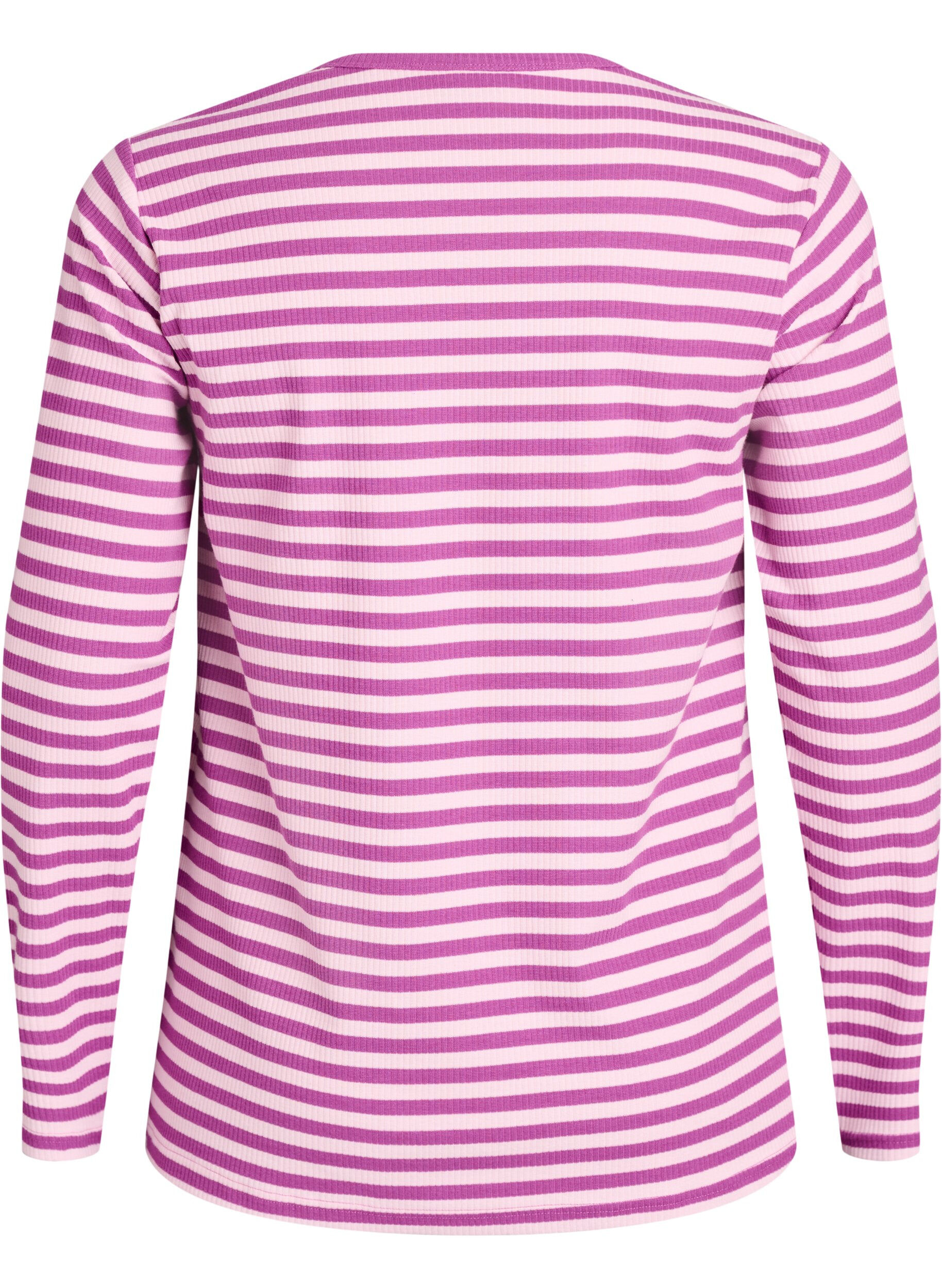 ZizziRandig blus med l&aring;nga &auml;rmar, Lila, Packshot image number 1