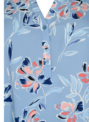 Blommig blus med 3/4-ärmar, Outline Flower, Packshot image number 2