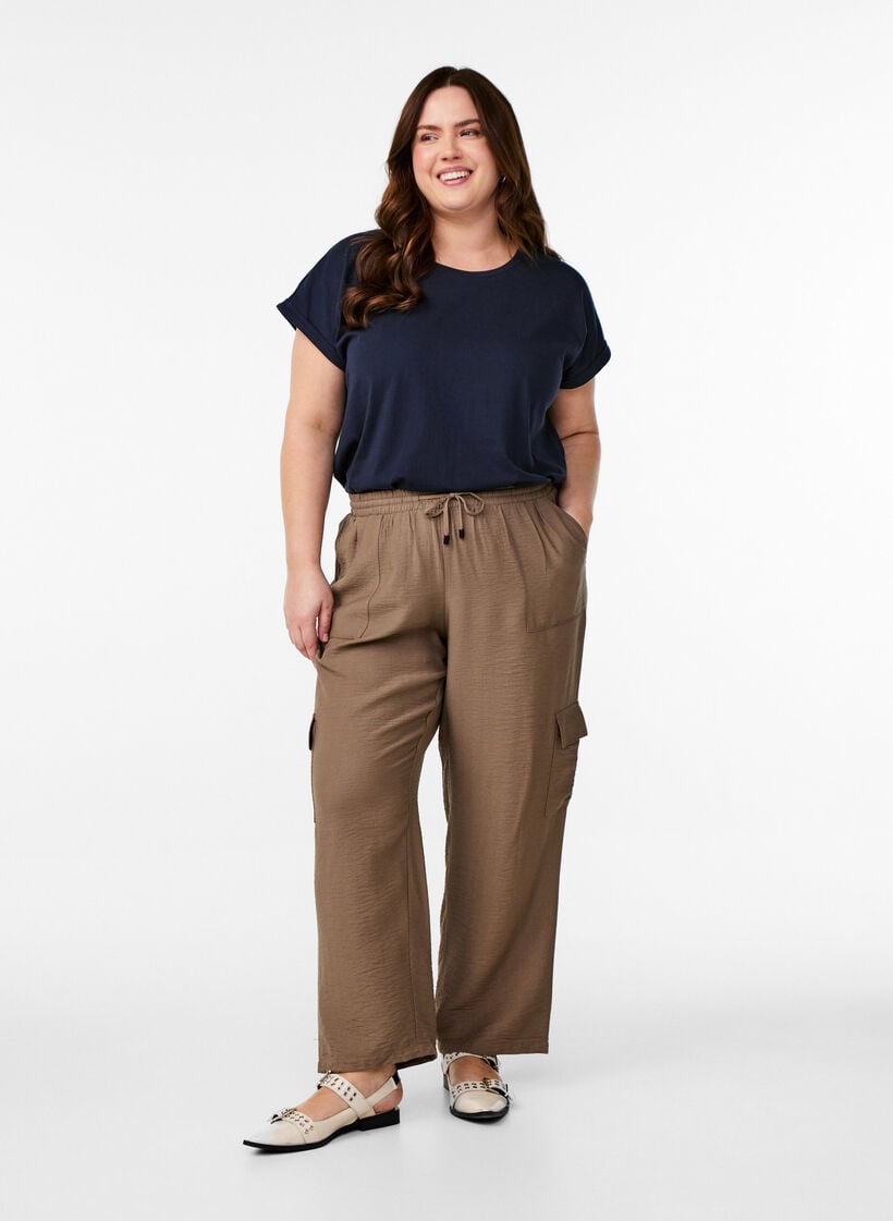 Kortärmad t-shirt i bomullsmix, Blå, Model image number 1