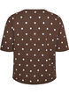 Kort&auml;rmad stickad blus med prickar, Brun, Packshot image number 1
