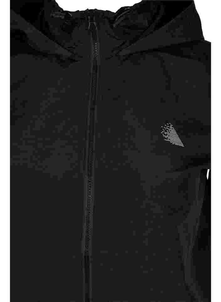 Sportjacka med reflexer och dragsko i nederkant, Black w. Reflex, Packshot image number 2