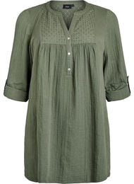 Tunika i bomullsmuslin med broderie anglaise, Gr&ouml;n