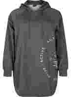 Lång sweatshirt med huva och tryck, Dark Grey Melange, Packshot