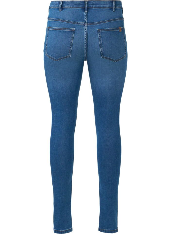 Amy-jeans med hög midja och knappstängning, Blue Denim, Packshot image number 1