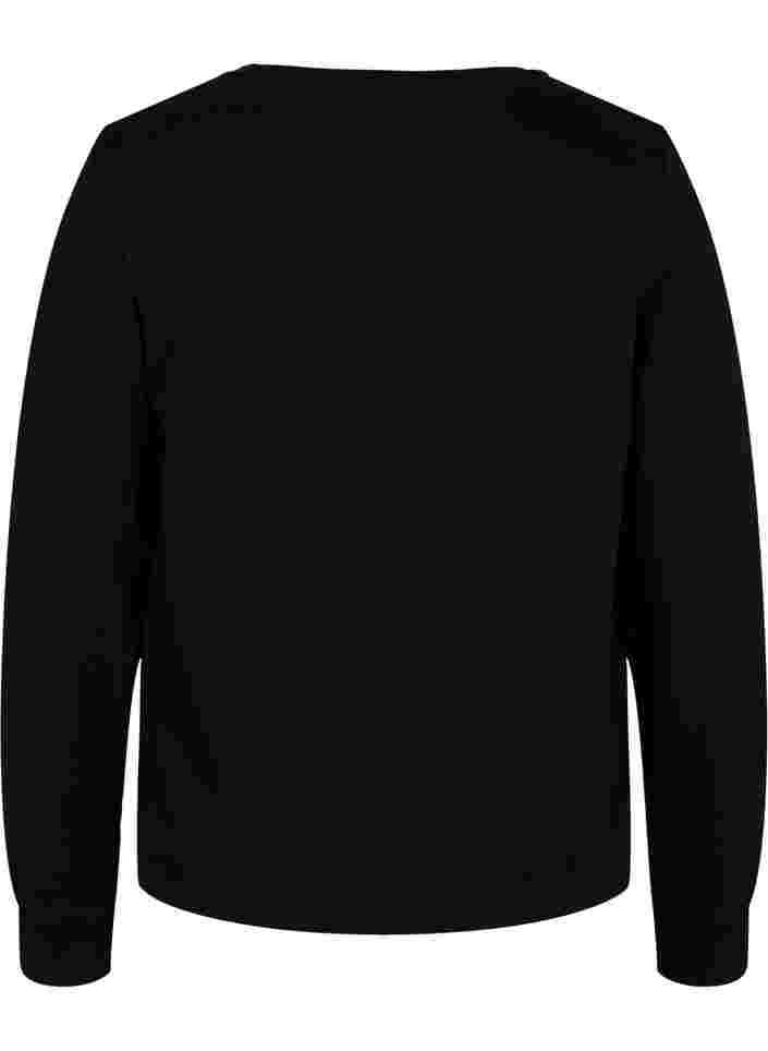 Sweatshirt i bomull med texttryck, Black, Packshot image number 1