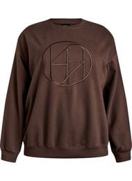 Sweatshirt med motiv, Brun