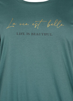 Kortärmad t-shirt i bomull med elastisk kant, Sea Pine W. Life, Packshot image number 2