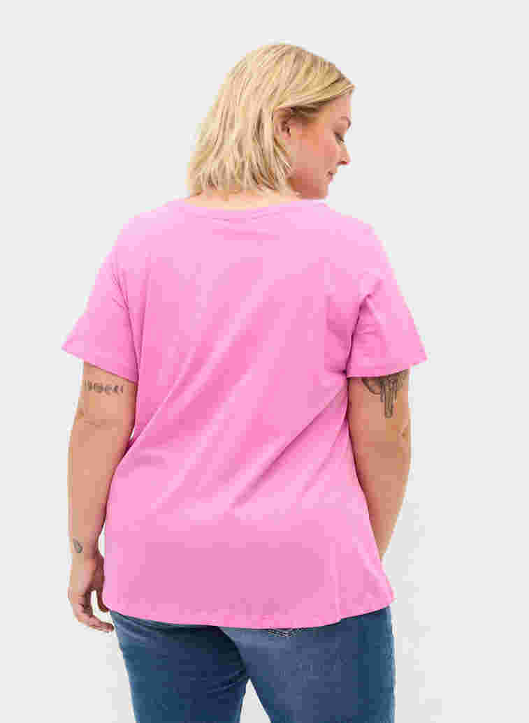 T-shirt i bomull med texttryck, Cyclamen LOVE, Model image number 1