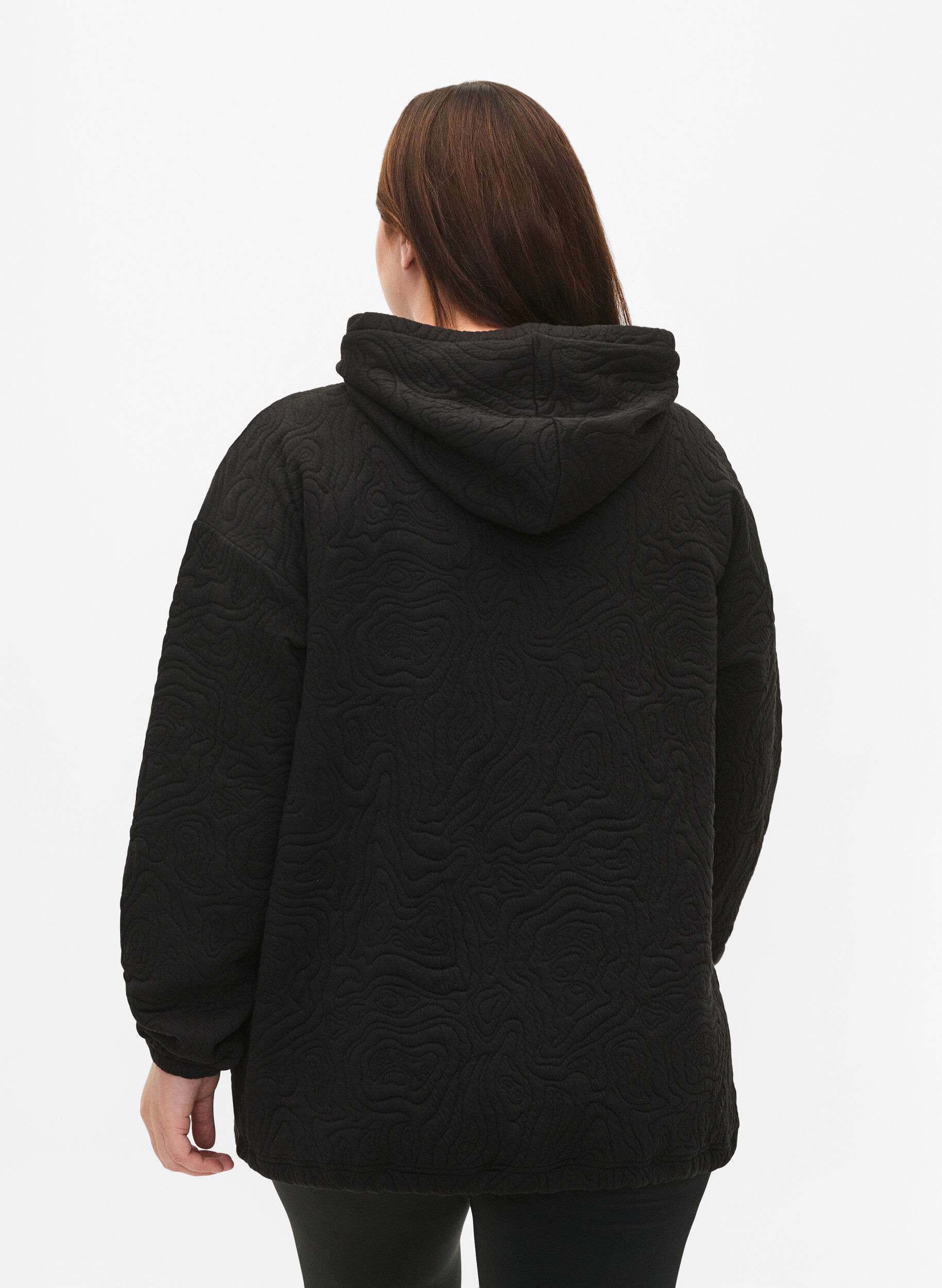 Zizzi Sportig sweatshirt med huva, Black, Model image number 1