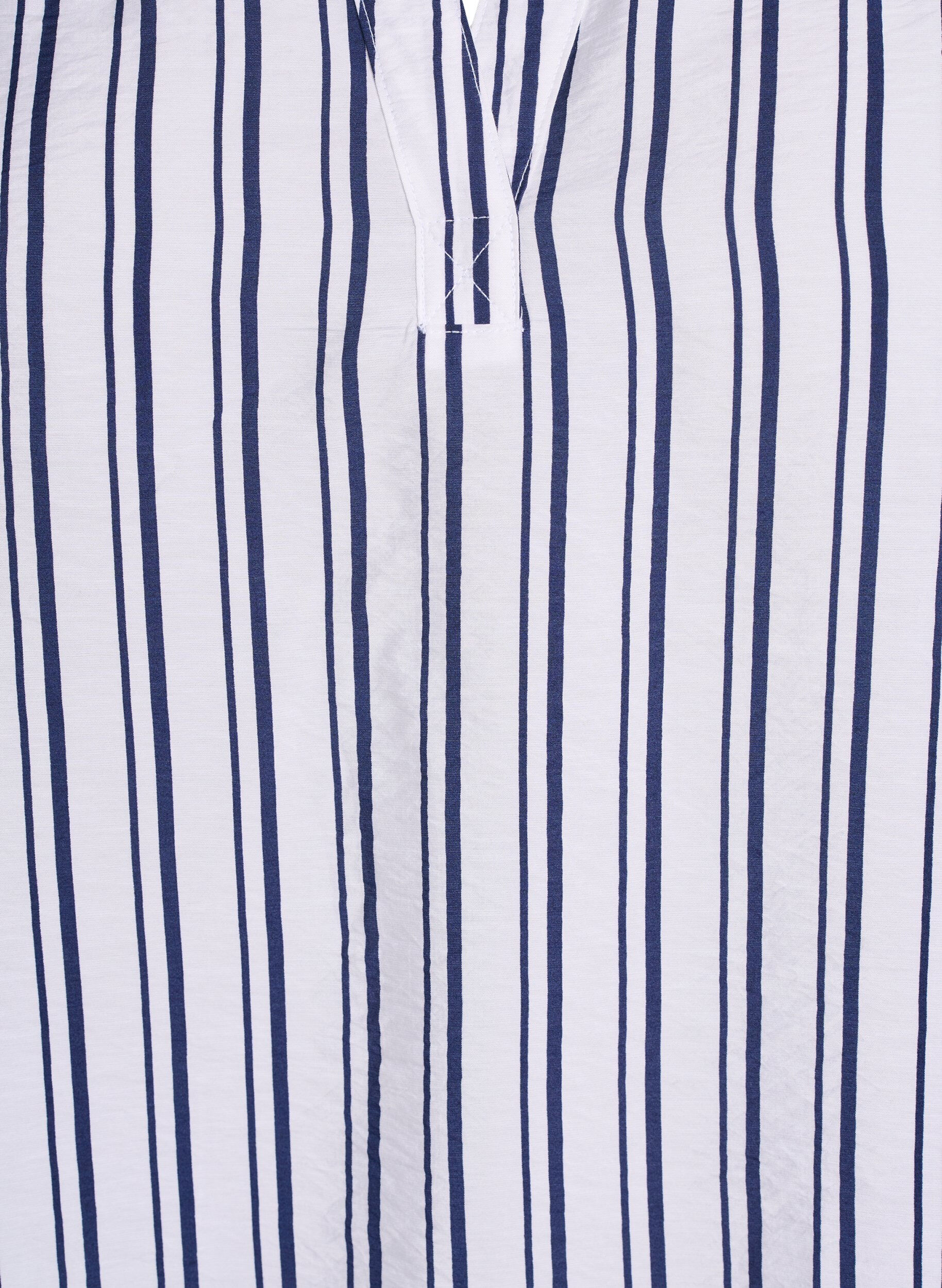 Zizzi FLASH - Randig skjortskjortblus med v-ringning, Vit, Packshot image number 2