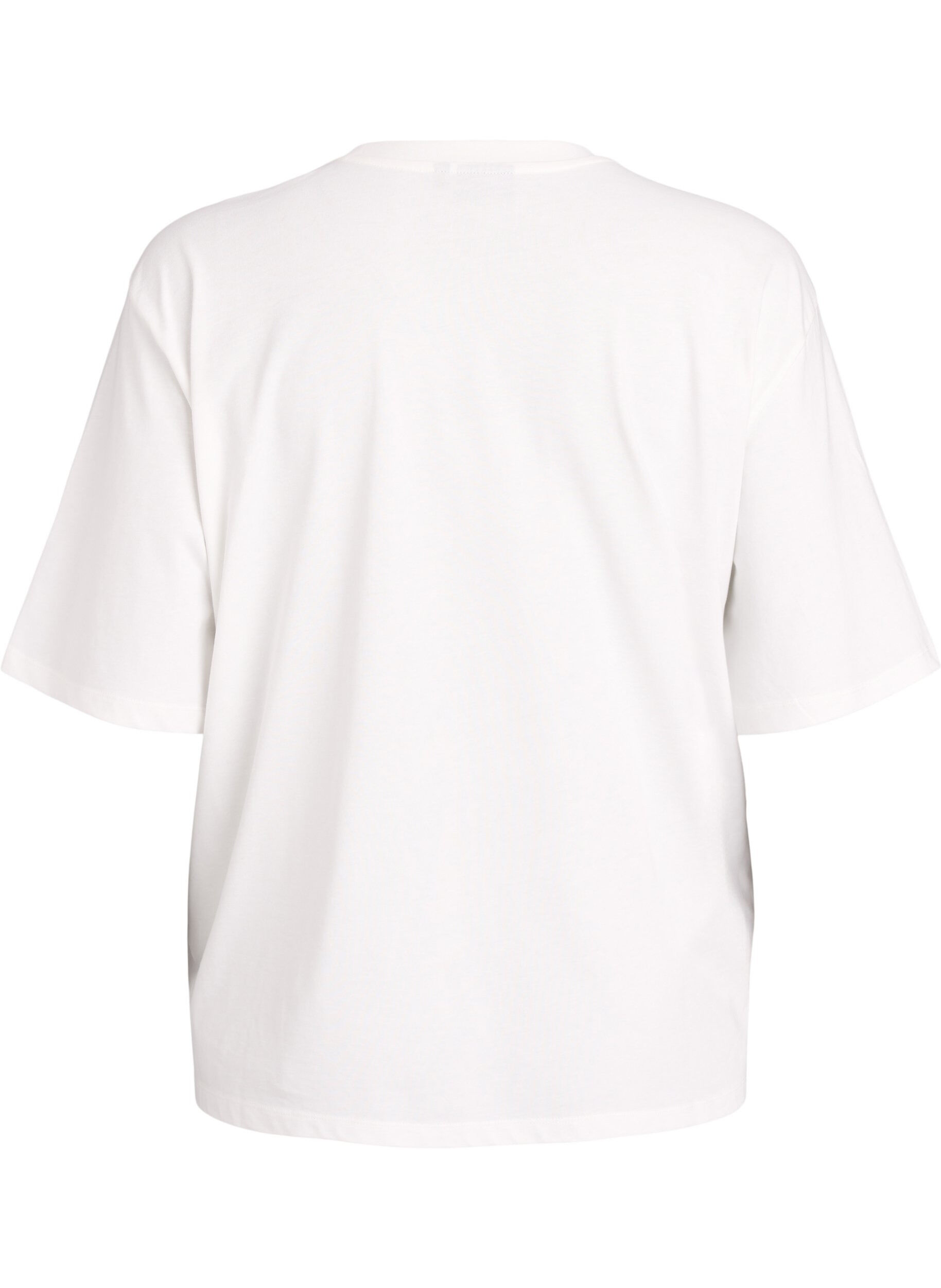 Zizzi T-shirt i bomull med spetsdetalj framtill, Vit, Packshot image number 1