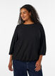 Blus med struktur och 3/4-&auml;rmar, Svart, Model image number 0