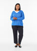 Stickad blus med v-ringning och raglan&auml;rmar, Bl&aring;, Model image number 1