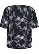 Kort&auml;rmad blus med broderat m&ouml;nster, Svart, Packshot image number 1